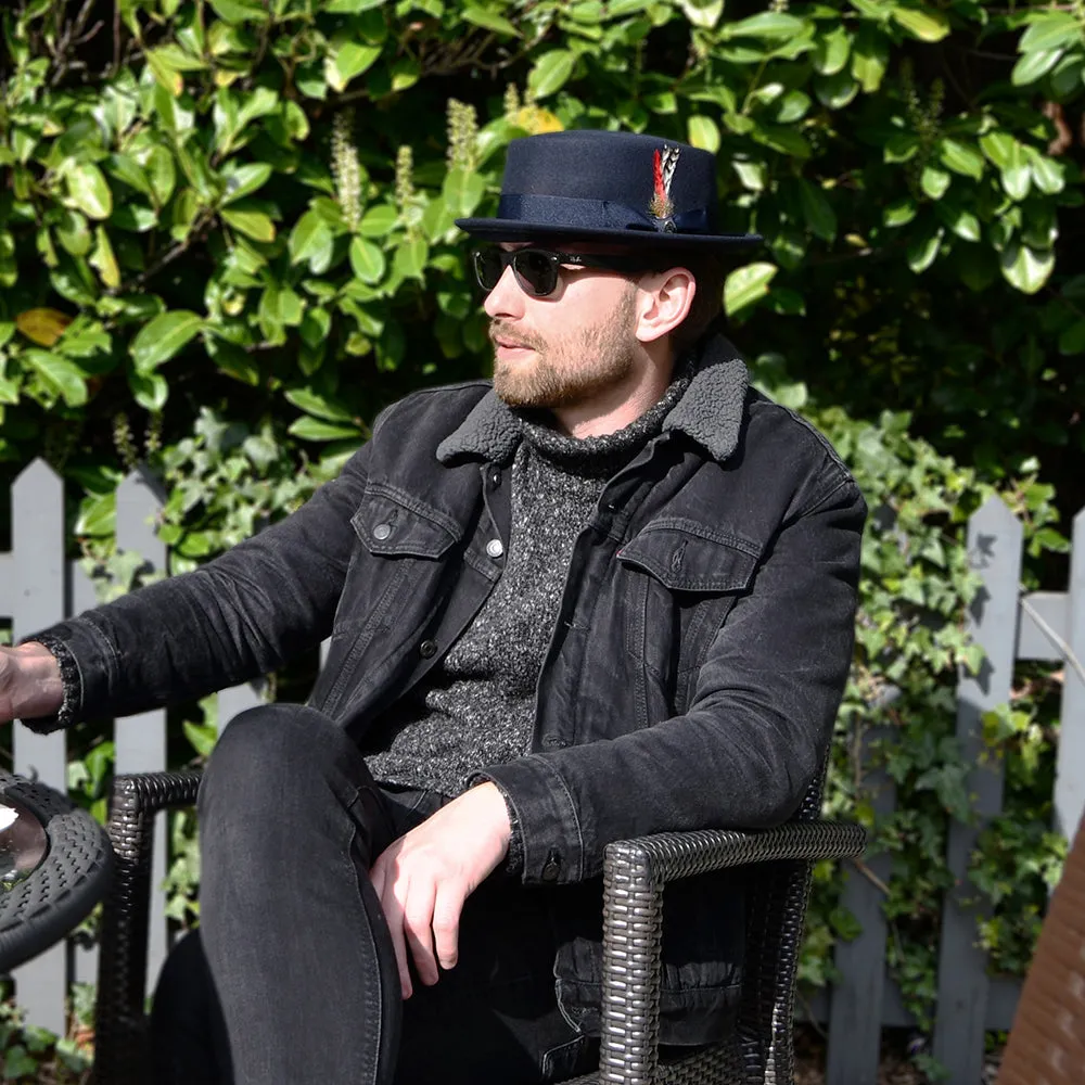 Crushable Wool Pork Pie Hat Navy Wholesale Pack